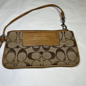 Coach Leatherware Est. 1941 Wristlet Pouch Signature Canvas/Leather *Has Flaws*